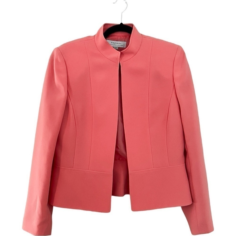 TAHARI Workwear Dress Jacket Open Blazer Coral Sz 10